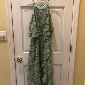 Kensie halter neck green floral dress